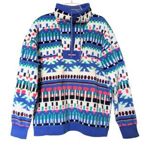 Columbia Men’s Large Powder Keg Fleece Pullover White Print Lapis Blue AM2206